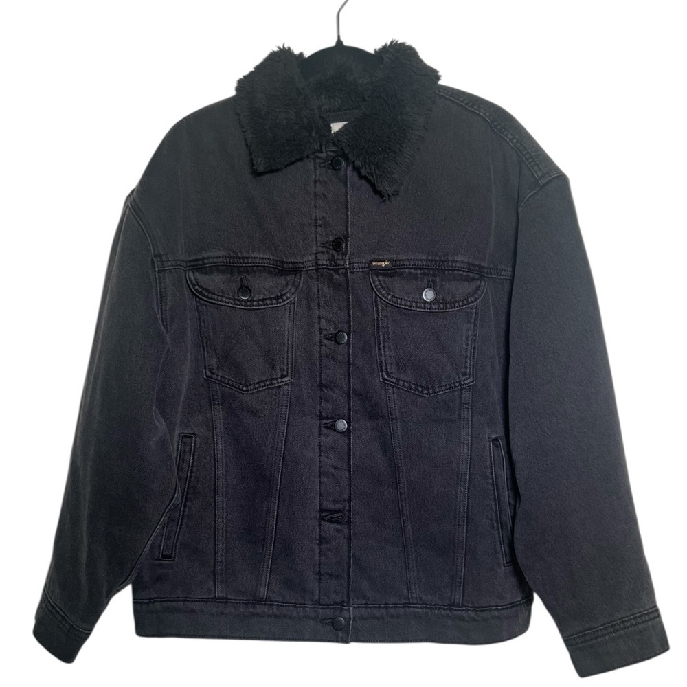 Wrangler Black Sherpa Collar Jean Jacket